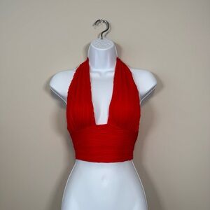 Red Halter Neck Crop Top